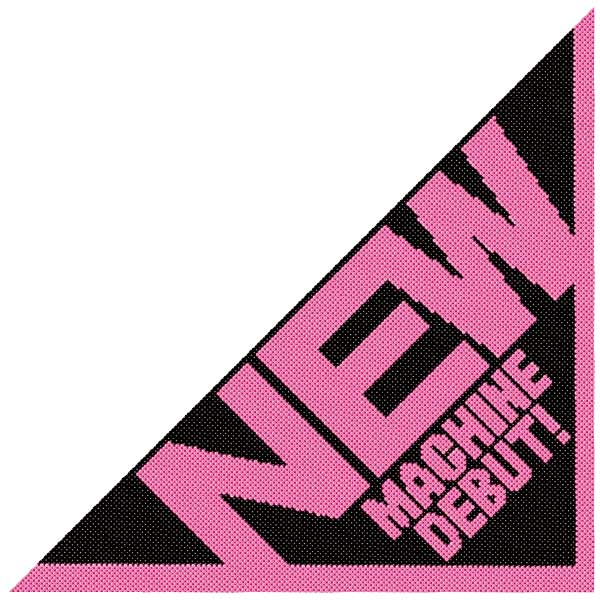 パチンコ・スロット　三角旗「NEW MACHINE DEBUT! ドットピンク・ブラック」